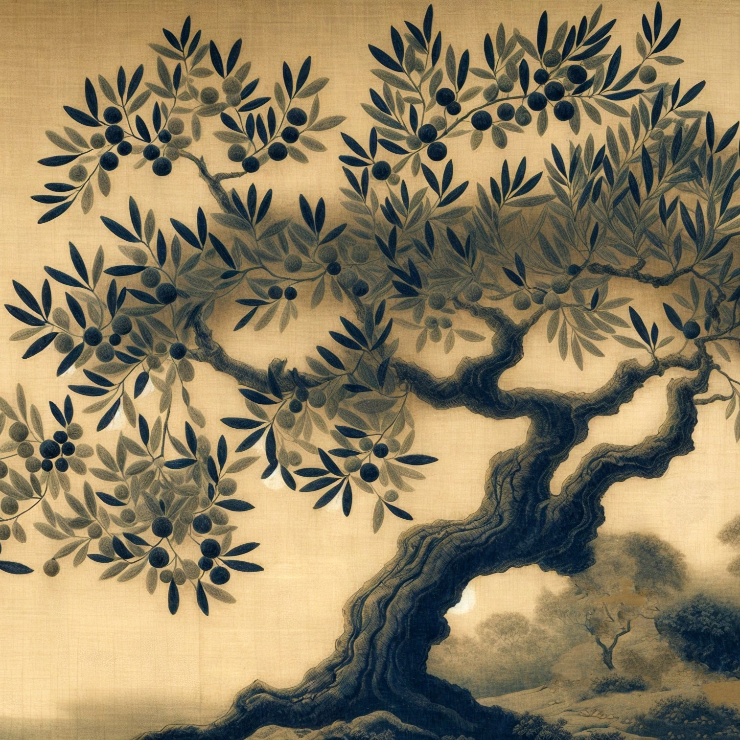 An Olive Tree, AI Art generated by TNP